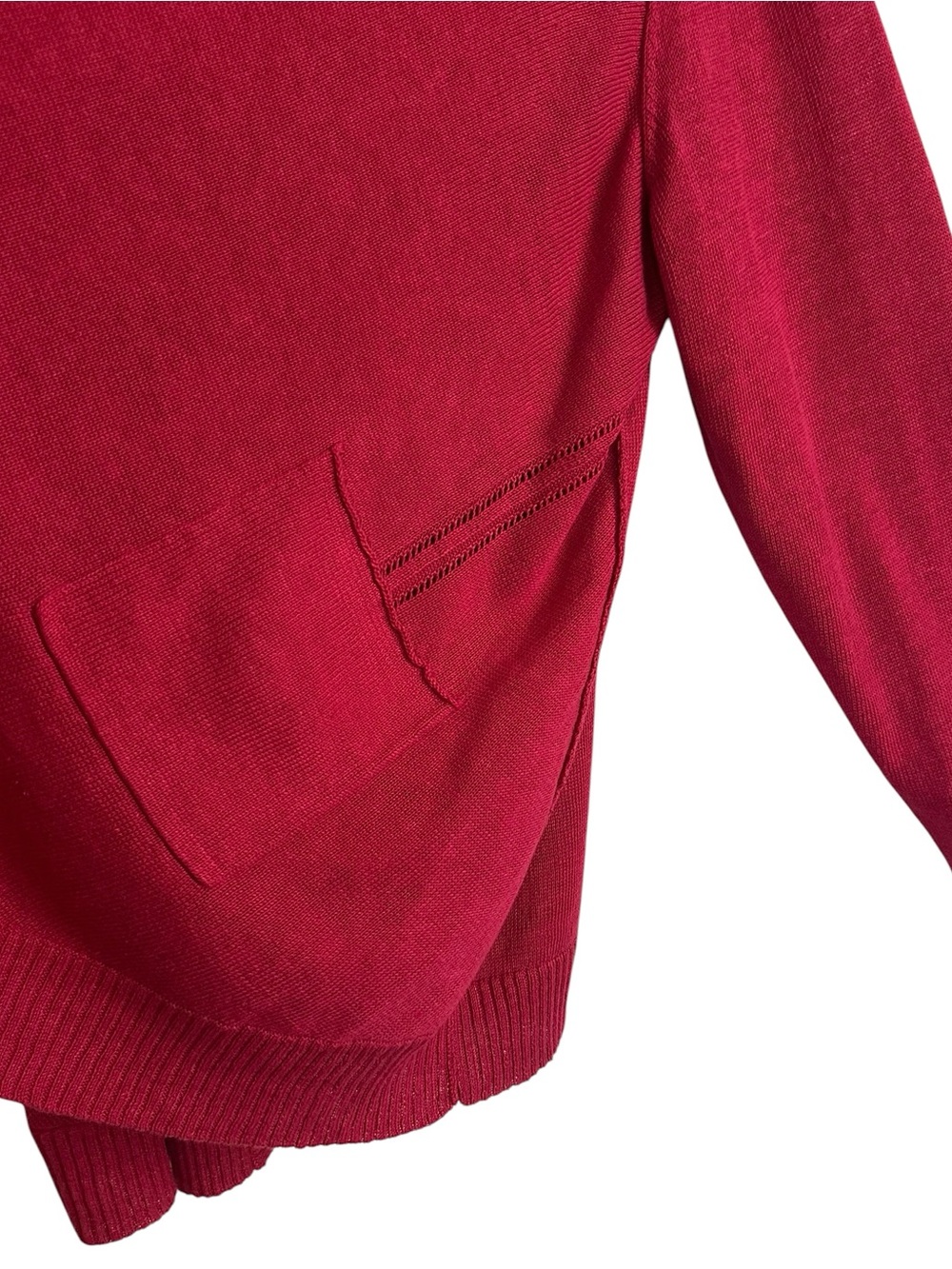 Eileen Fisher Size 3X Linen Knit Open Cardigan Raspberry - Picture 5 of 14